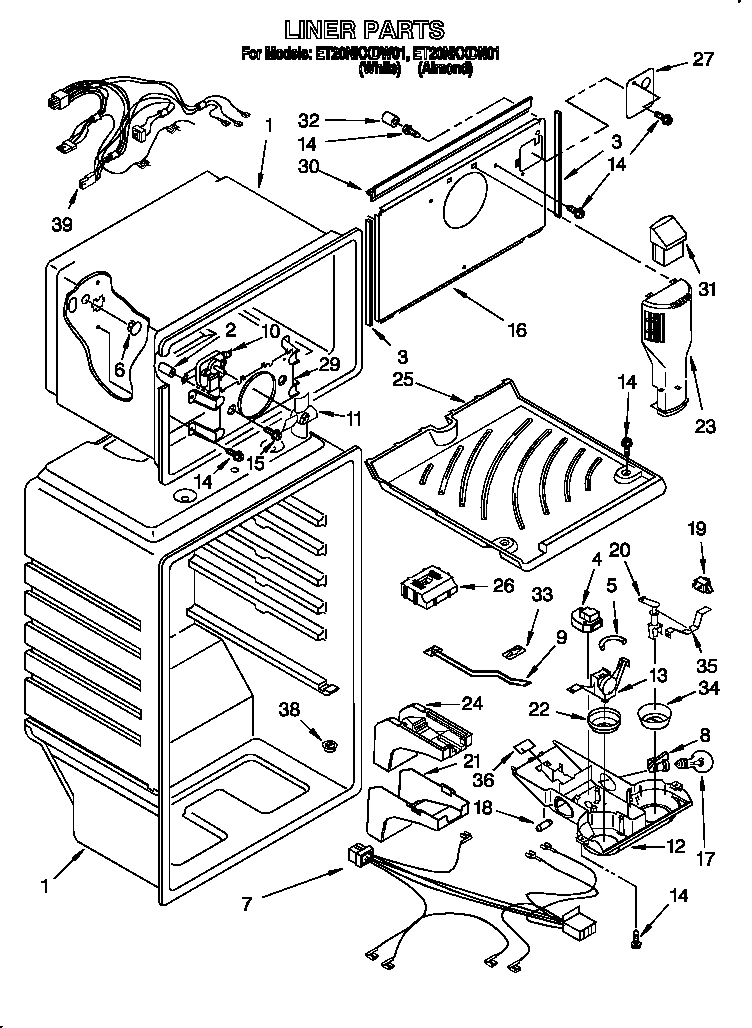 Whirlpool ET20NKXDN01 liner diagram