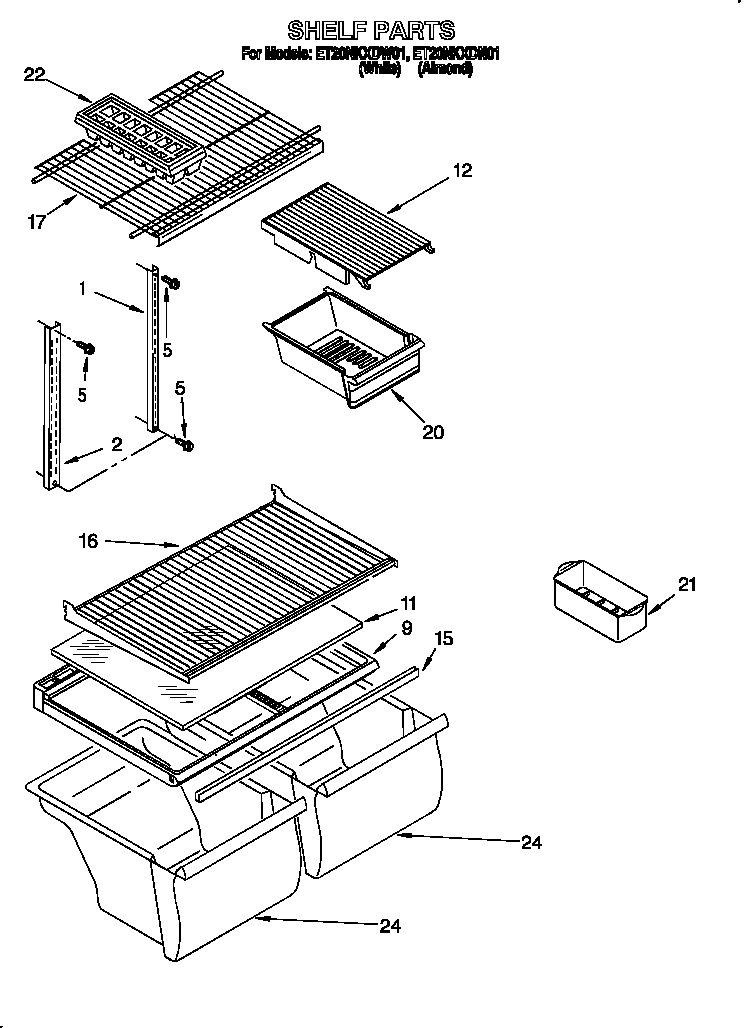 Whirlpool ET20NKXDN01 shelf diagram