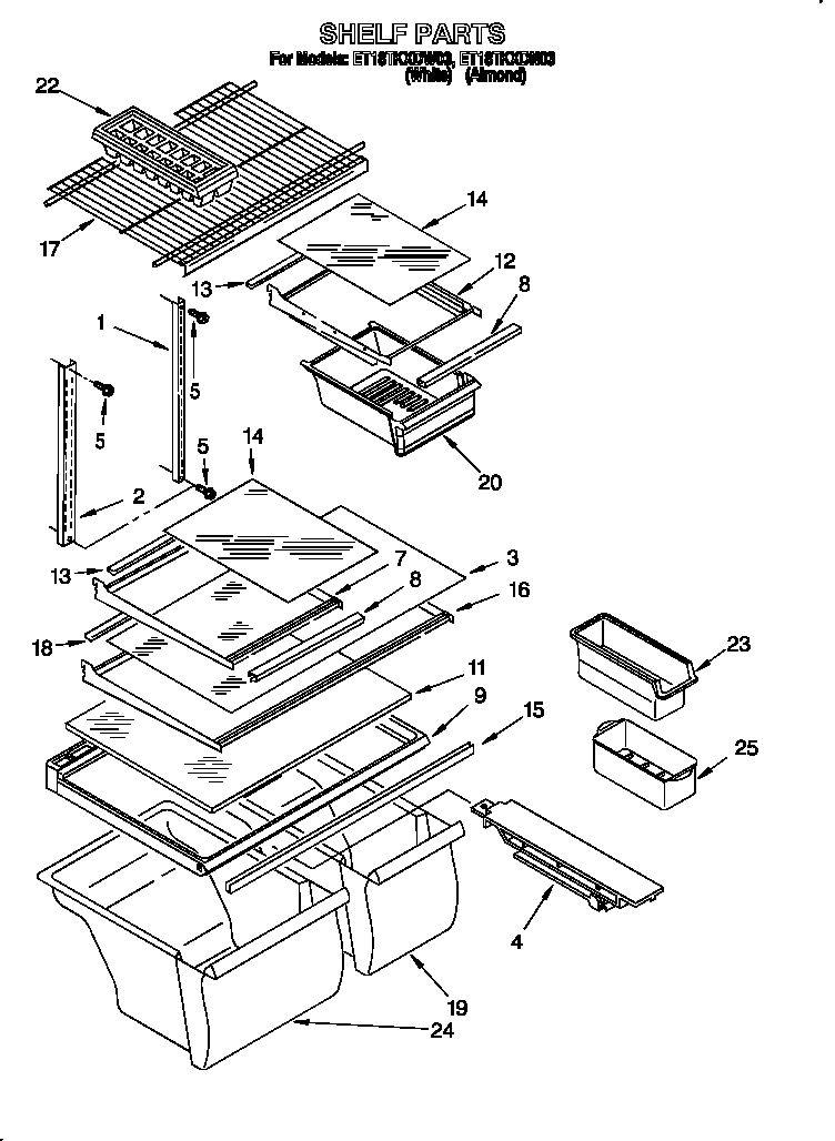 Whirlpool ET18TKXDW03 shelf diagram