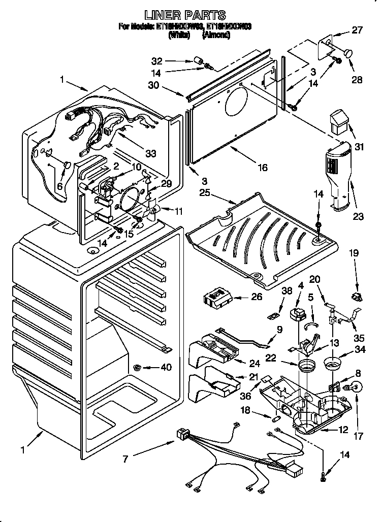 Whirlpool ET18HNXDW03 liner diagram