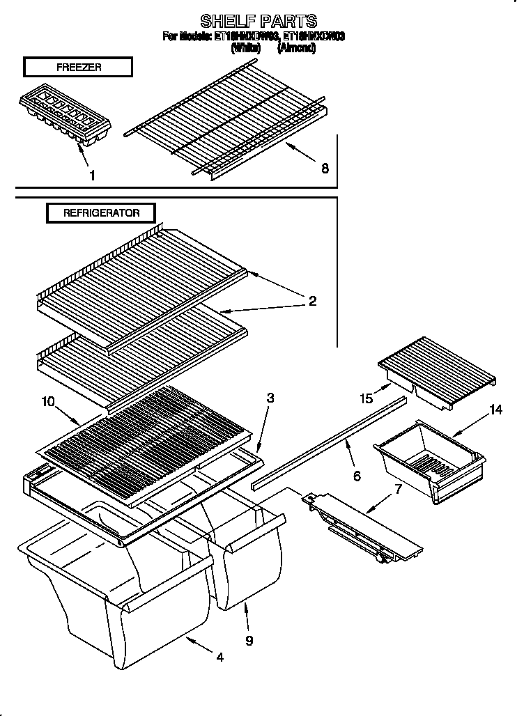 Whirlpool ET18HNXDW03 shelf diagram