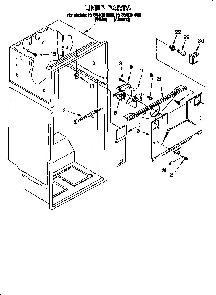 Whirlpool ET22PKXDN00 liner diagram