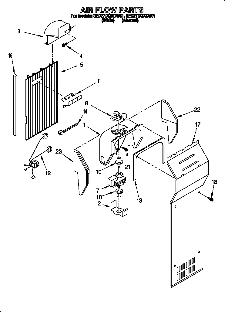 Whirlpool 8ED27DQXDN01 air flow diagram