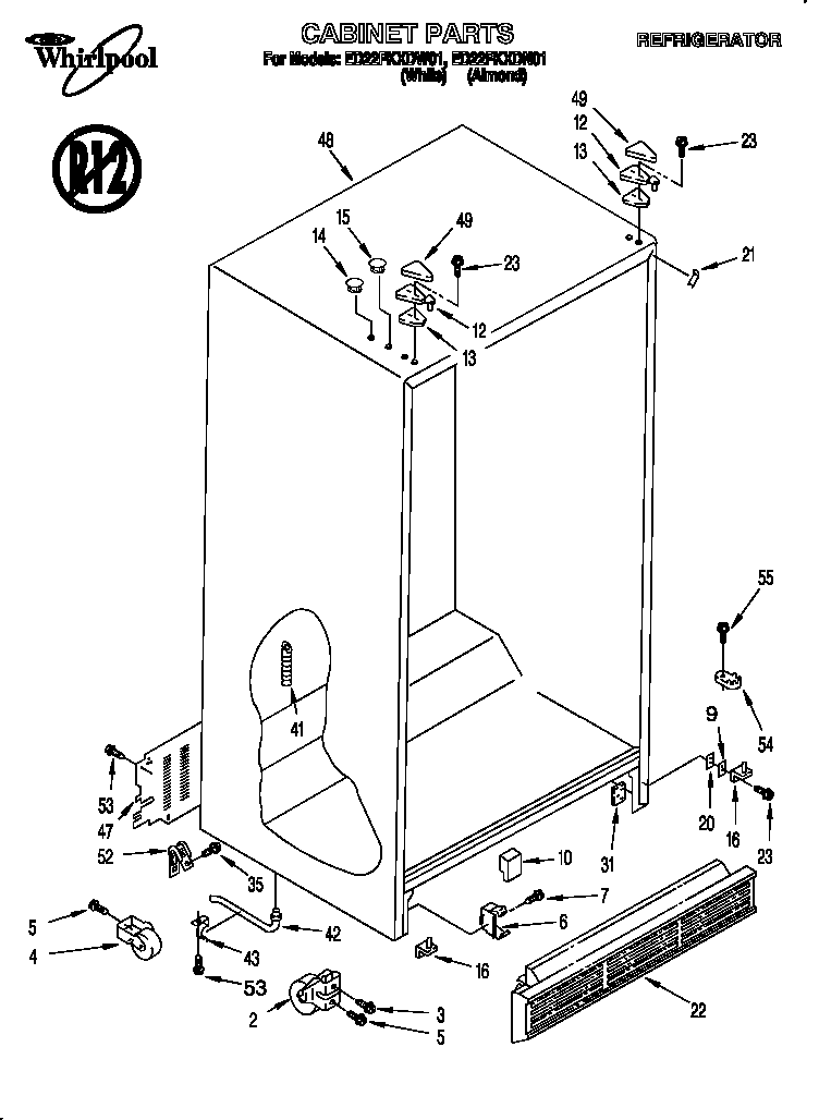 Whirlpool ED22PKXDN01 cabinet diagram