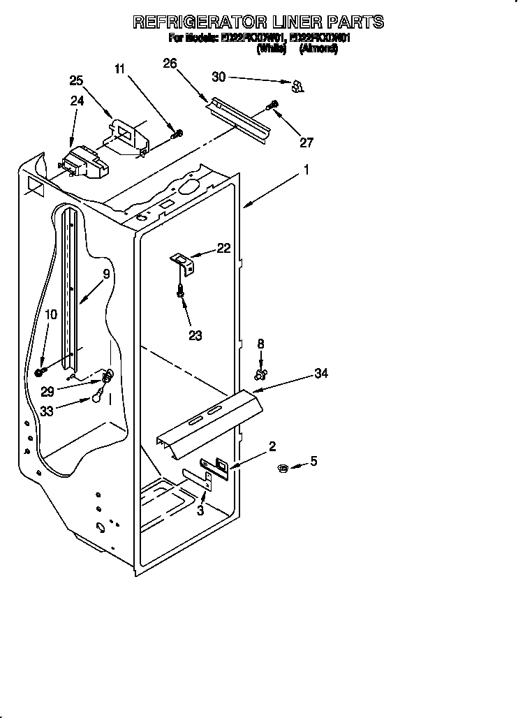 Whirlpool ED22PKXDN01 refrigerator liner diagram