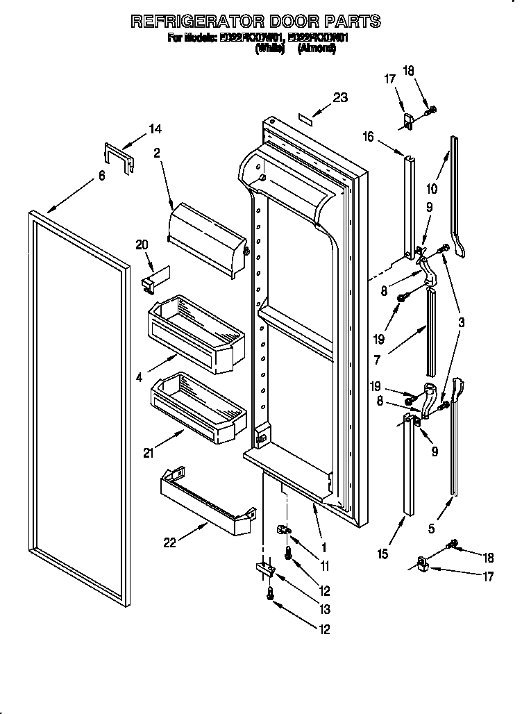 Whirlpool ED22PKXDN01 refrigerator door diagram