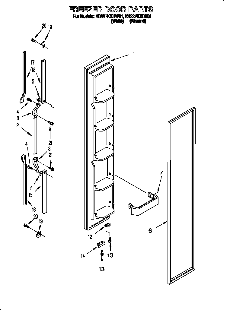 Whirlpool ED22PKXDN01 freezer door diagram