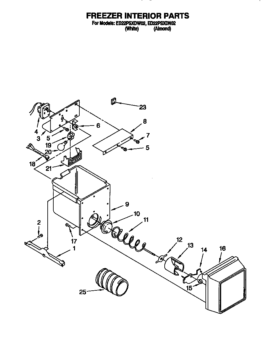 Whirlpool ED22PSXDW02 freezer interior diagram