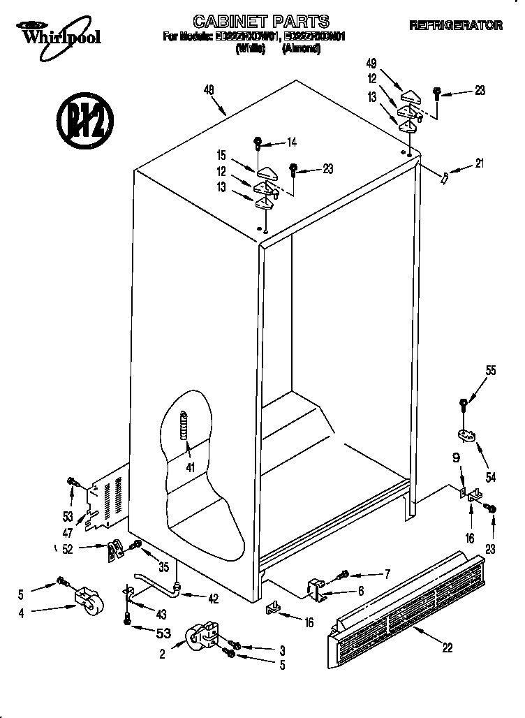 Whirlpool ED22ZRXDN01 cabinet diagram