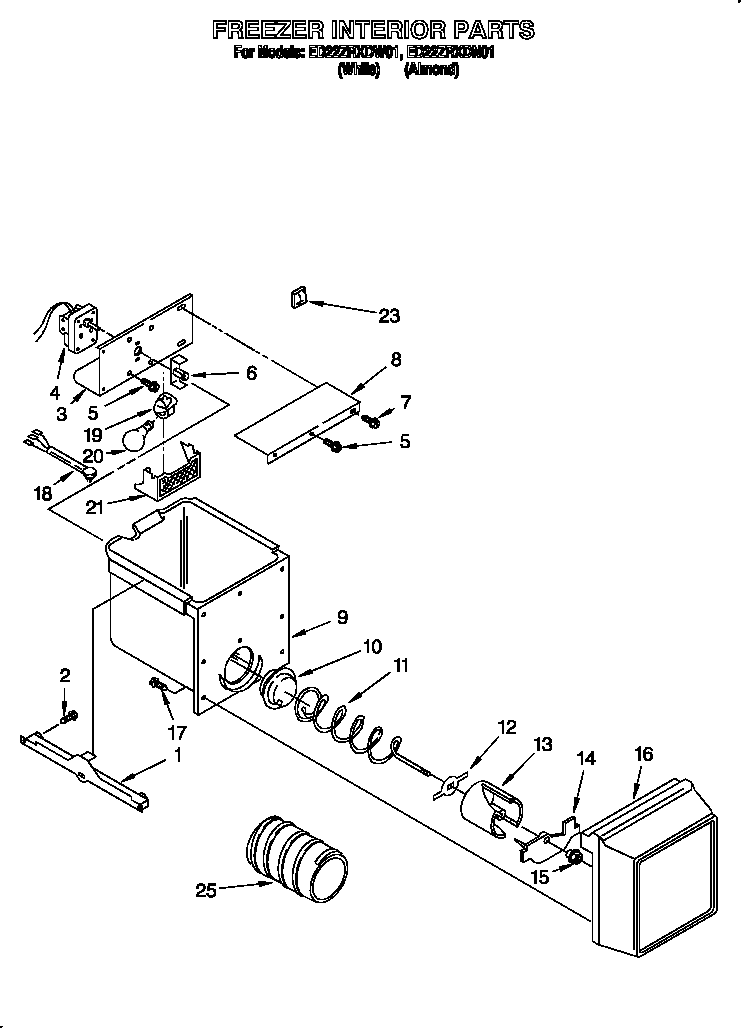Whirlpool ED22ZRXDN01 freezer interior diagram