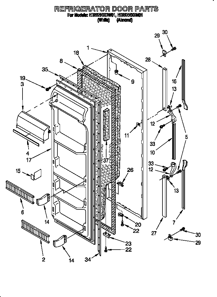 Whirlpool ED22ZRXDN01 refrigerator door diagram
