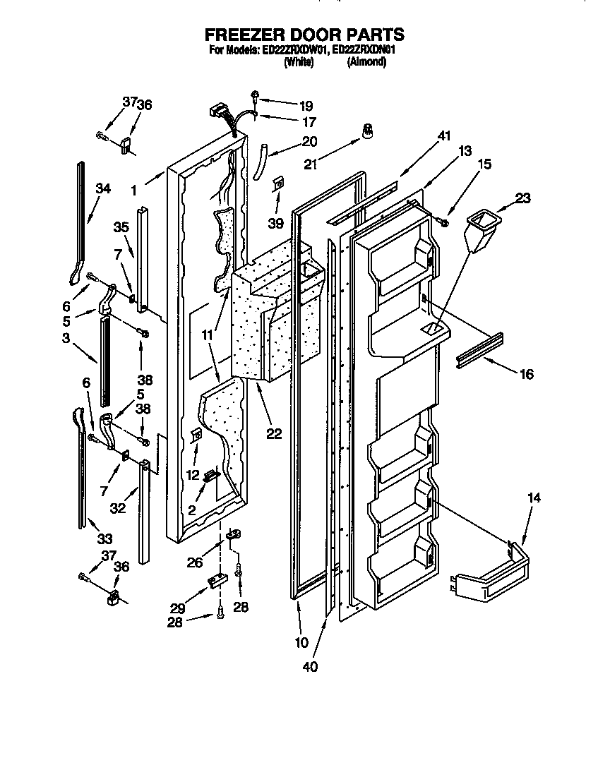 Whirlpool ED22ZRXDN01 freezer door diagram