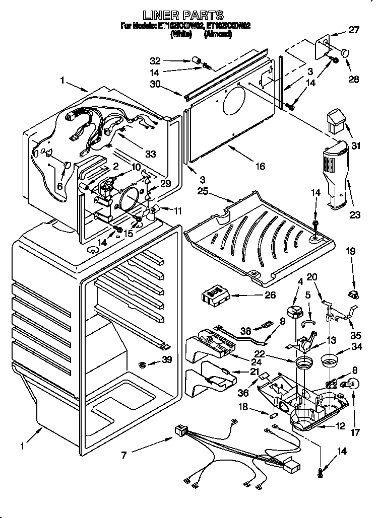Whirlpool ET18ZKXDN02 liner diagram