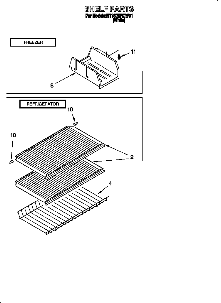Roper RT18EKREW01 shelf diagram