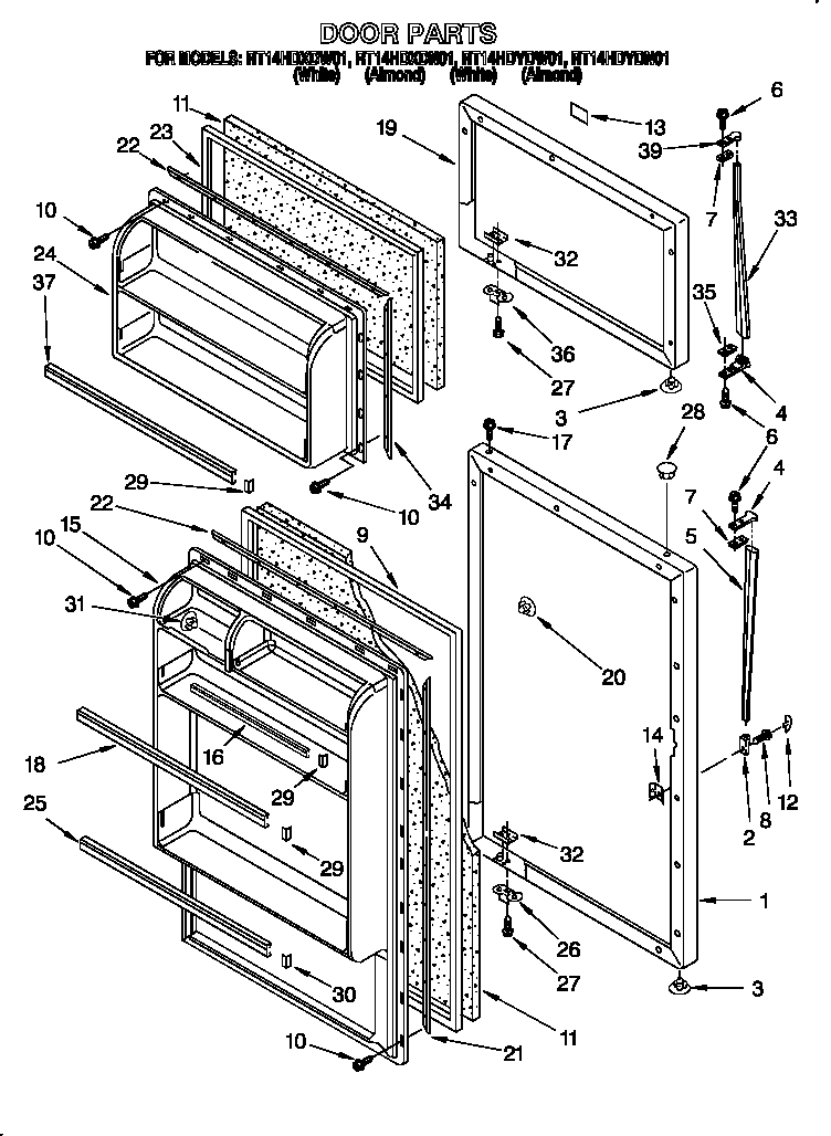 Roper RT14HDXDN01 door diagram