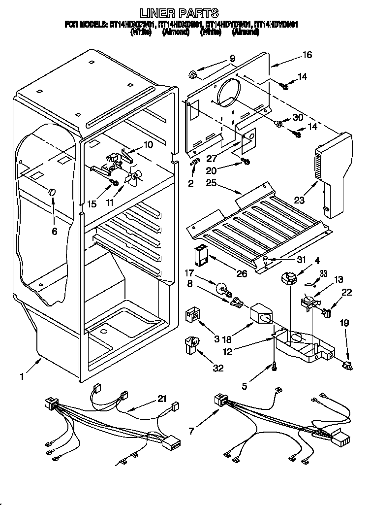 Roper RT14HDXDN01 liner diagram