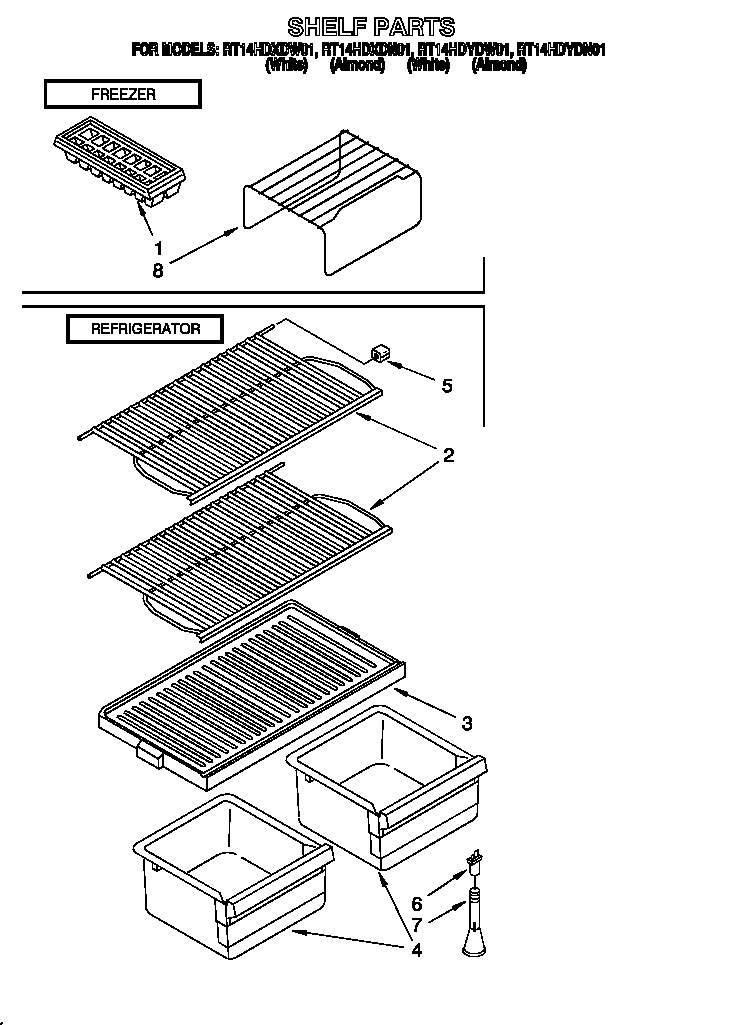 Roper RT14HDXDN01 shelf diagram