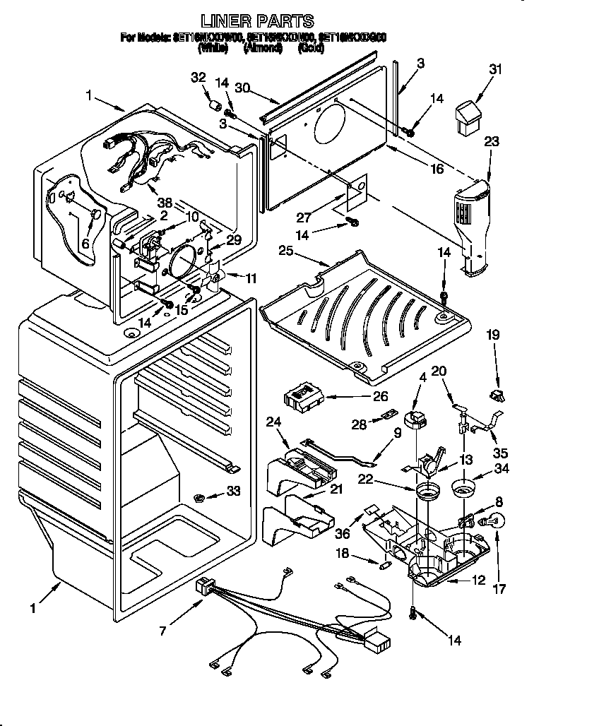 Whirlpool 8ET16NKXDG00 liner diagram