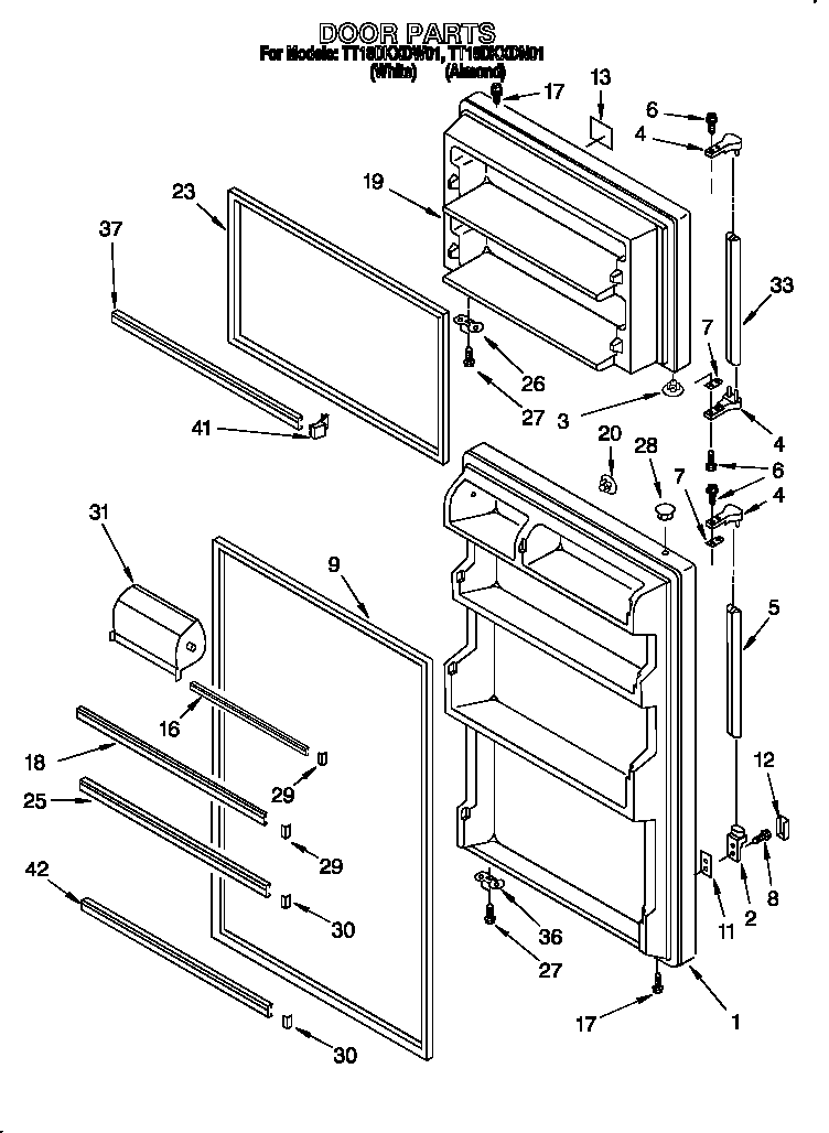 Estate TT18DKXDW01 door diagram