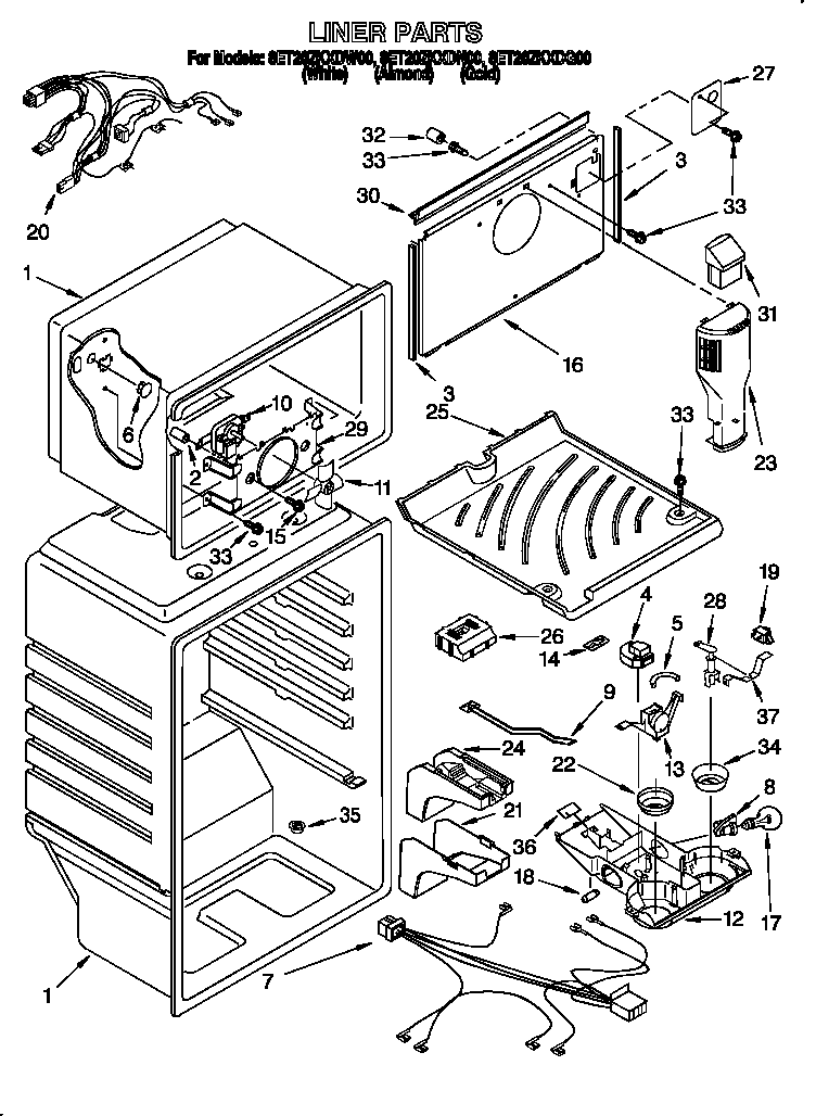 Whirlpool 8ET20ZKXDW00 liner diagram