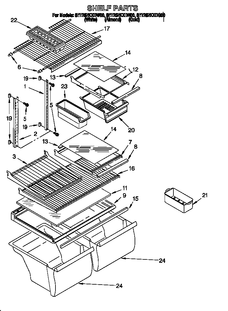 Whirlpool 8ET20ZKXDW00 shelf diagram
