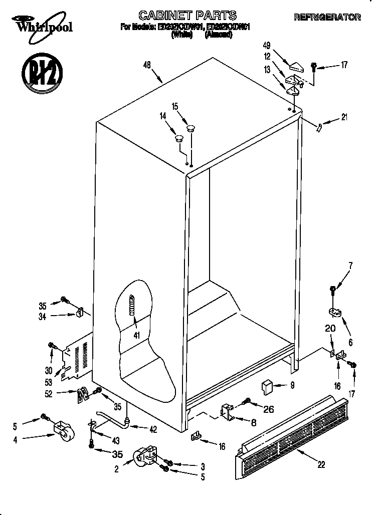 Whirlpool ED20ZKXDN01 cabinet diagram