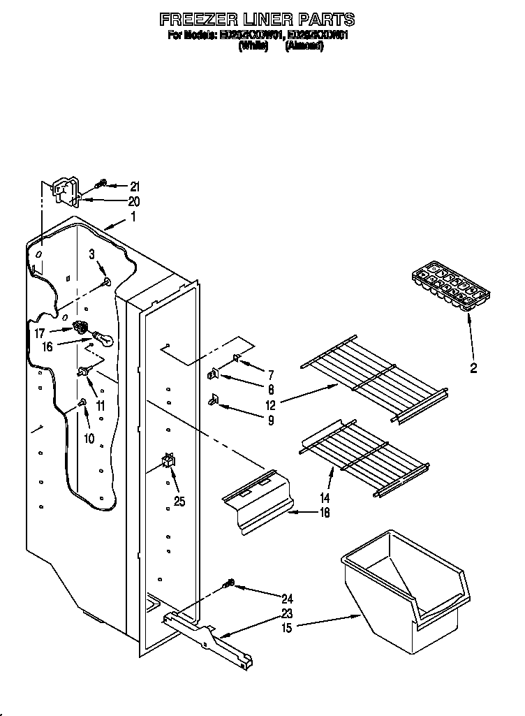 Whirlpool ED20ZKXDN01 freezer liner diagram