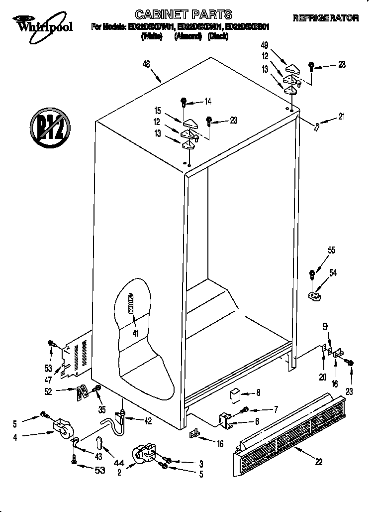 Whirlpool ED22DSXDN01 cabinet diagram