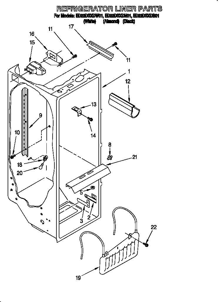 Whirlpool ED22DSXDN01 refrigerator liner diagram