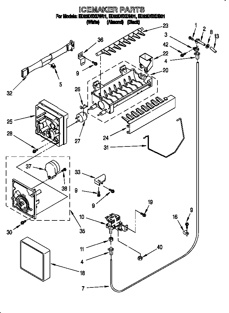 Whirlpool ED22DSXDN01 icemaker diagram