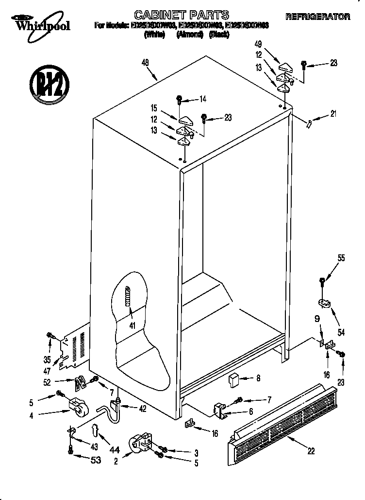 Whirlpool ED25DSXDB03 cabinet diagram