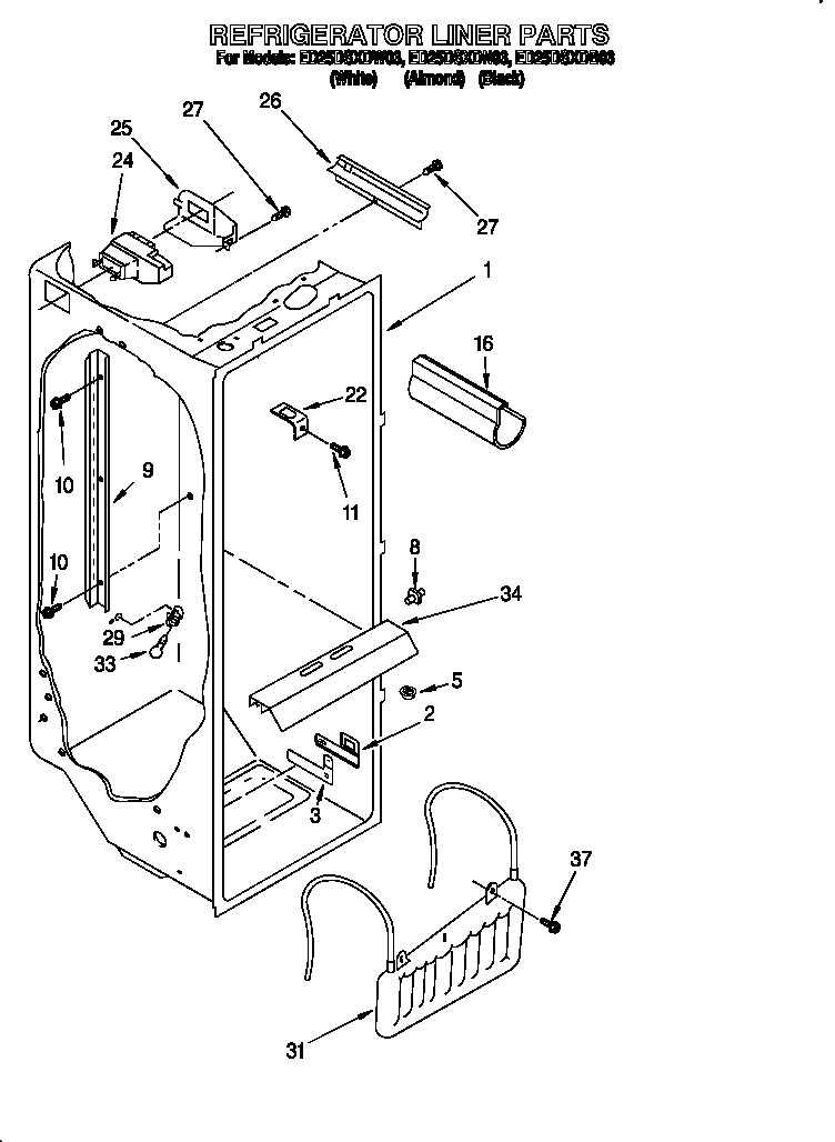 Whirlpool ED25DSXDB03 refrigerator liner diagram
