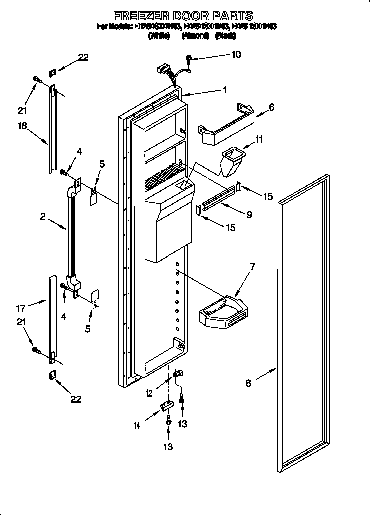 Whirlpool ED25DSXDB03 freezer door diagram