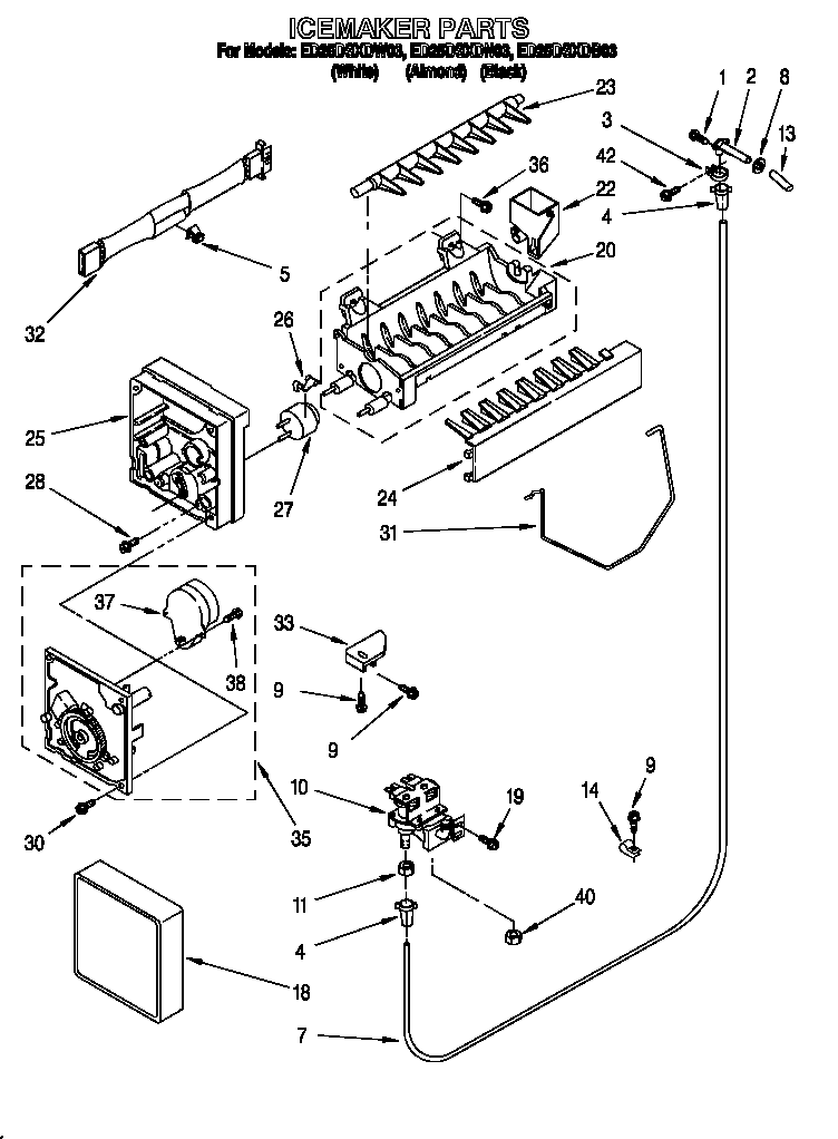 Whirlpool ED25DSXDB03 icemaker diagram