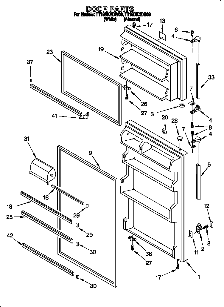 Estate TT18DKXDW03 door diagram