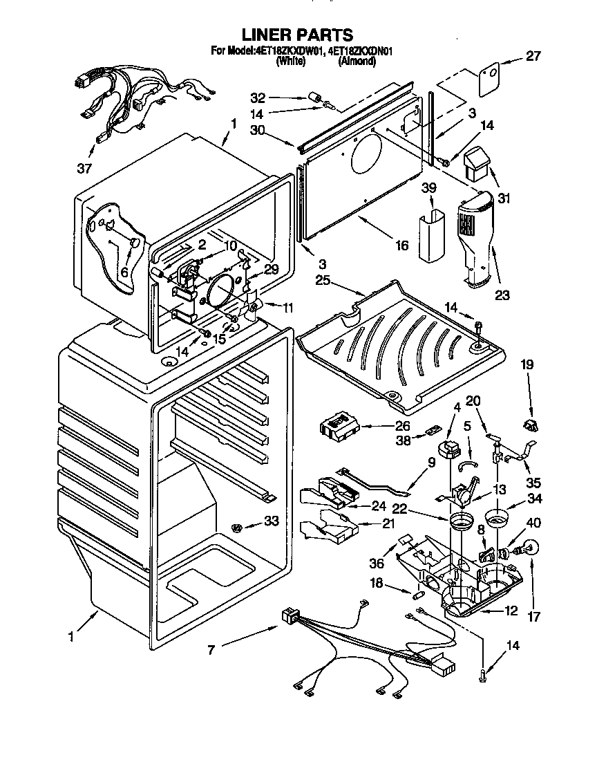 Whirlpool 4ET18ZKXDN01 liner diagram
