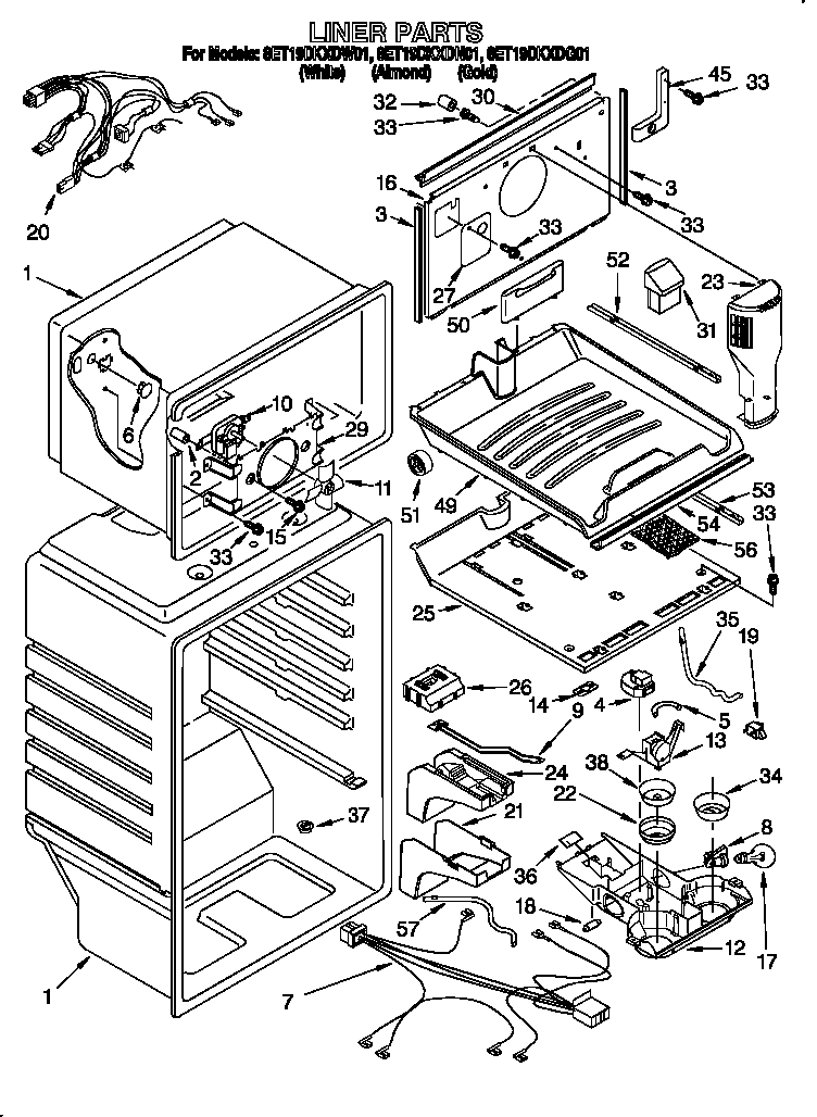 Whirlpool 8ET19DKXDG01 liner diagram