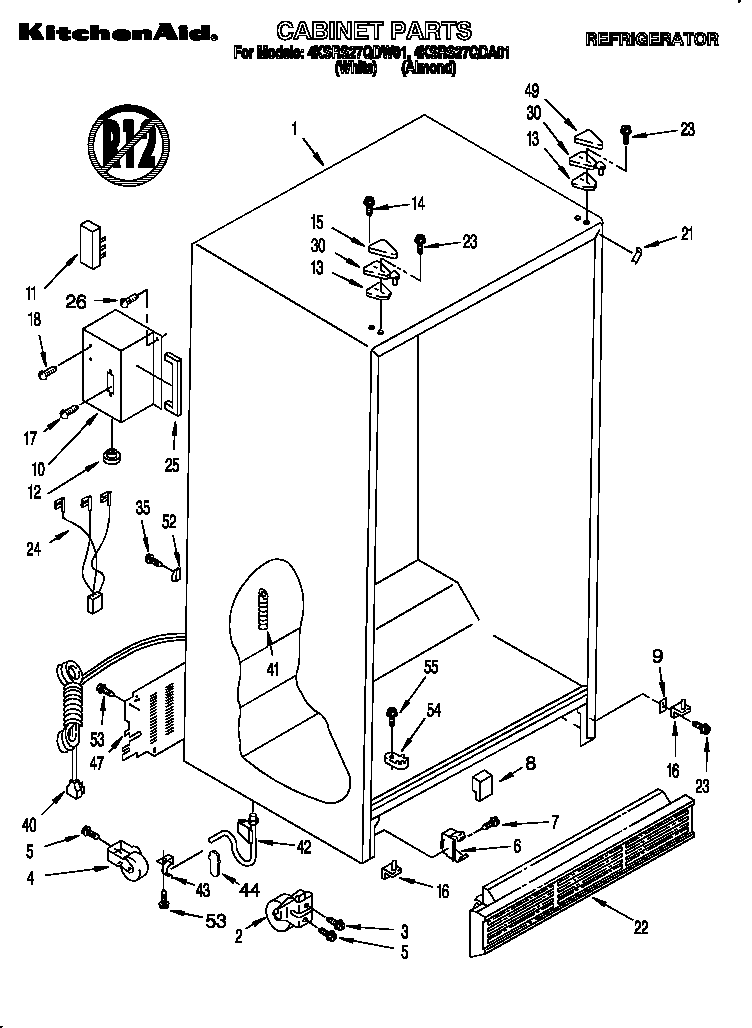 KitchenAid 4KSRS27QDA01 cabinet diagram