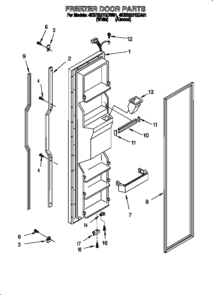 KitchenAid 4KSRS27QDA01 freezer door diagram
