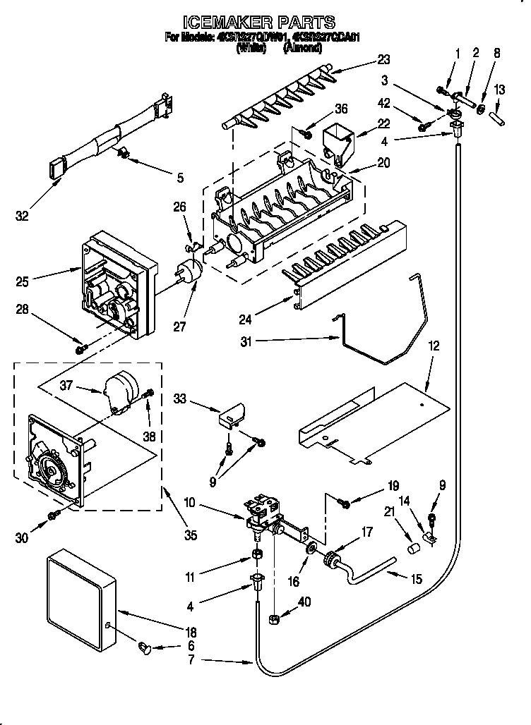 KitchenAid 4KSRS27QDA01 icemaker diagram