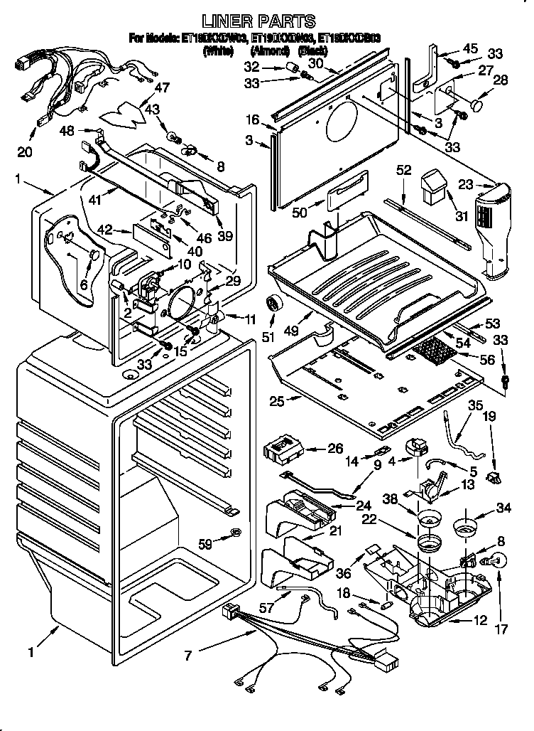 Whirlpool ET19DKXDN03 liner diagram