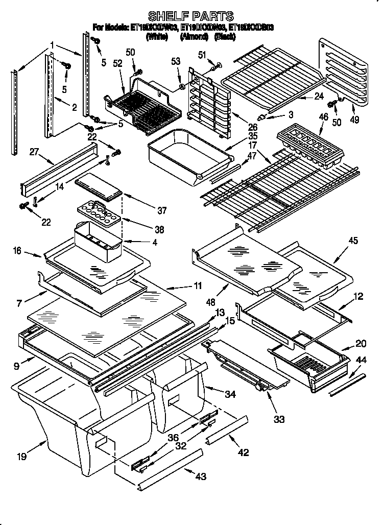Whirlpool ET19DKXDN03 shelf diagram