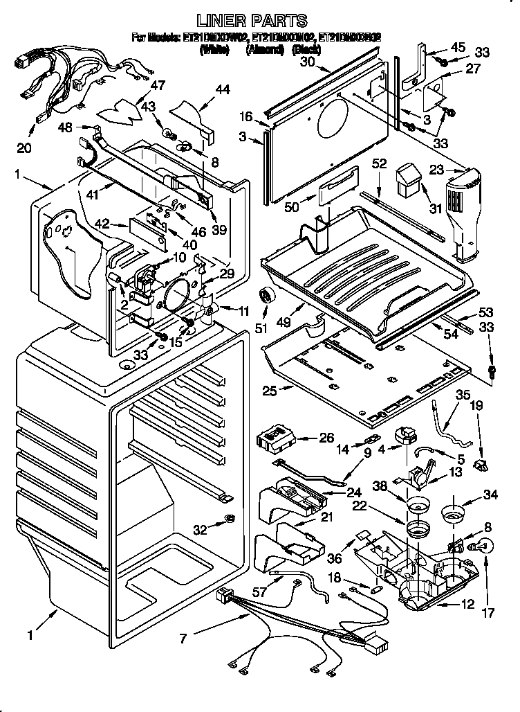 Whirlpool ET21DMXDB02 liner diagram