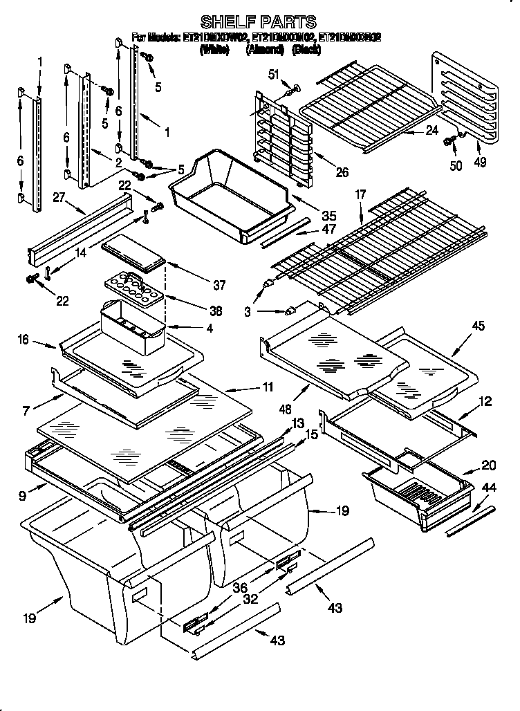 Whirlpool ET21DMXDB02 shelf diagram