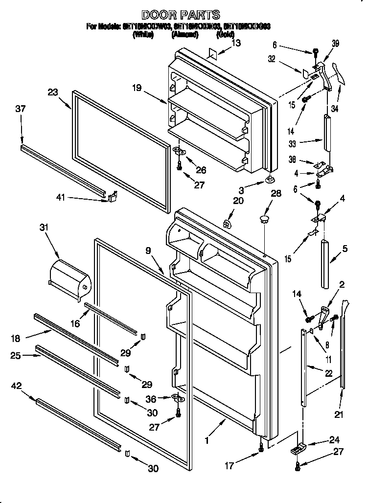 Whirlpool 8ET18NKXDW03 door diagram