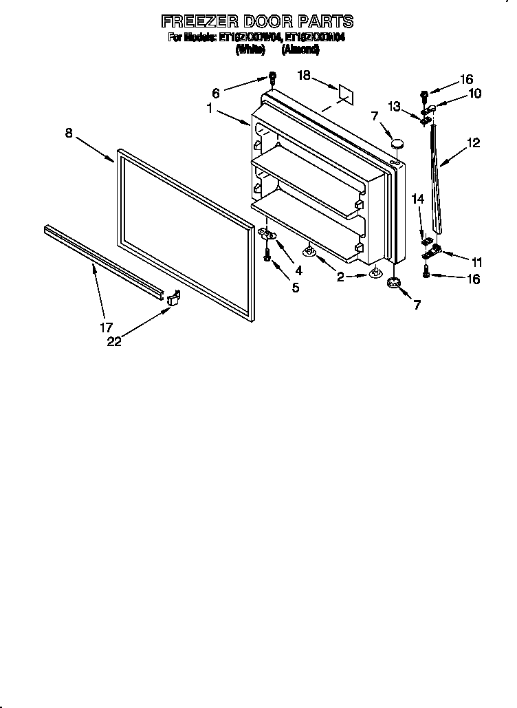 Whirlpool ET18ZKXDN04 freezer door diagram
