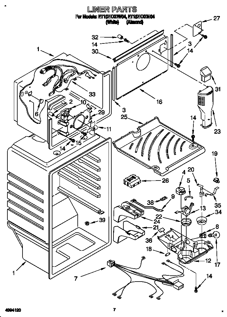 Whirlpool ET18ZKXDN04 liner parts diagram