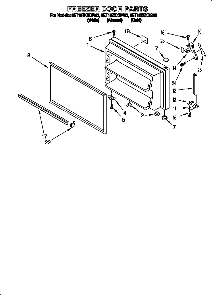 Whirlpool 8ET18ZKXDN03 freezer door diagram