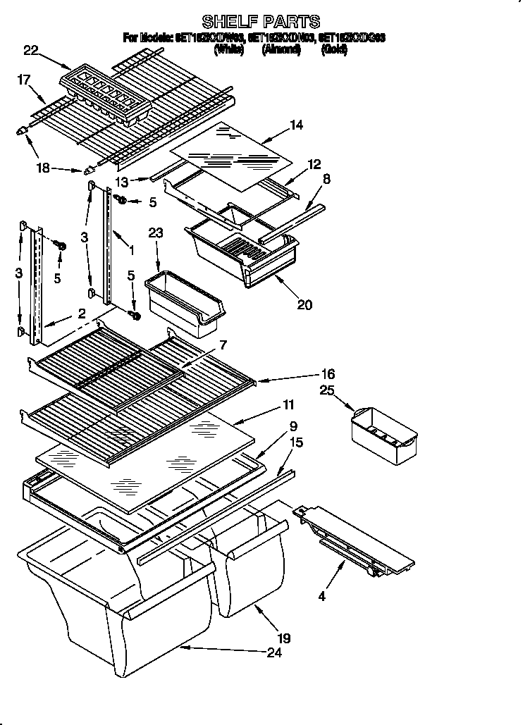 Whirlpool 8ET18ZKXDN03 shelf diagram