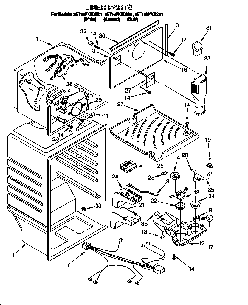Whirlpool 8ET16NKXDW01 liner diagram